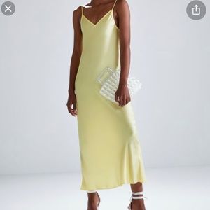 Zara lemon yellow maxi slip dress